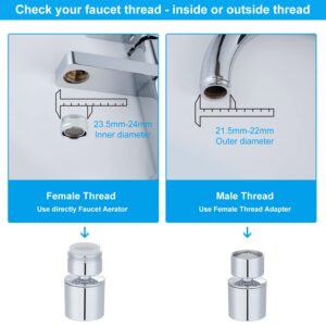 NSF Certified Faucet Aerator, CUPC Certification 360° Swivel Kitchen Sink Aerator, Dual-function 2-Flow Sprayer Faucet Head, Faucet Replacement Part 55/64 Inch Female Thread - Chrome