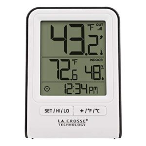 la crosse technology 308-1409wt-cbp wireless temperature station with time,white,