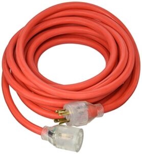 truepower 25' 10/4 generator cord w/lighted end transparent plug - red