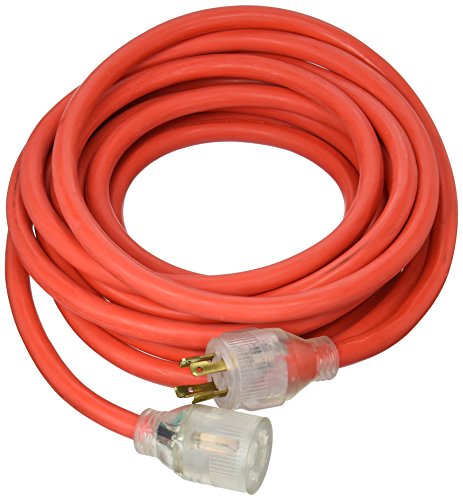 TruePower 25' 10/4 Generator Cord W/Lighted End Transparent Plug - Red