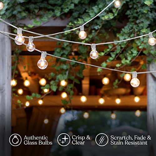 Brightech Ambience Pro LED String Lights - 26 Ft Commercial Grade Patio Lights Outdoor Waterproof - Globe Porch String Lights for Outside, Backyard - 1W Vintage Edison Bulbs, Shine Bright, White