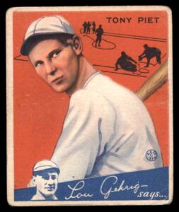 1934 goudey # 8 tony piet cincinnati reds (baseball card) good reds