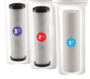 water systems filter-set water ultimate pre-filter set 3-stage replacement pre-filter set, includes 1 sediment and 2 carbon block filters to protect and extend the life of the ro system