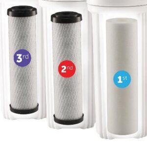 Water Systems FILTER-SET Water Ultimate Pre-Filter Set 3-Stage Replacement Pre-Filter Set, Includes 1 sediment and 2 carbon block filters to protect and extend the life of the RO system