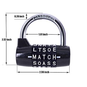 Gym Locker Lock,5 Letter Word Lock,5 Digit Combination Lock,Safety Padlock for School Gym Locker,Sports Locker,Fence,Toolbox,Case,Hasp Storage (Black)