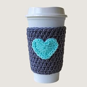 Cup Cozy Sleeve, Reusable Coffee and Tea Cup Cover (Grey and Mint)