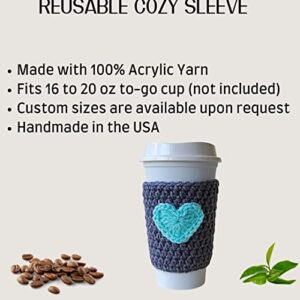 Cup Cozy Sleeve, Reusable Coffee and Tea Cup Cover (Grey and Mint)