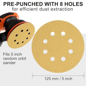 LotFancy Sanding Disc, 5 Inch 8 Hole, 110PCS 60 80 120 150 180 220 320 400 600 800 1000 Grit Sandpaper Assortment, Hook and Loop Sand Paper, Random Orbital Sander Pads