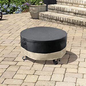 Stanbroil 60 Inch Round Fire Pit Cover, Full Coverage Fire Pit Table Cover, Patio Furniture Cover - Cover with Durable and Water Resistant Fabric, Black