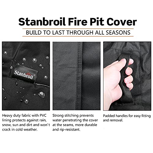 Stanbroil 60 Inch Round Fire Pit Cover, Full Coverage Fire Pit Table Cover, Patio Furniture Cover - Cover with Durable and Water Resistant Fabric, Black