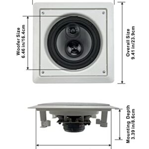 Acoustic Audio by Goldwood CSi63S in Wall/Ceiling 6.5" Speaker Pair 3 Way Home Theater Speakers, White