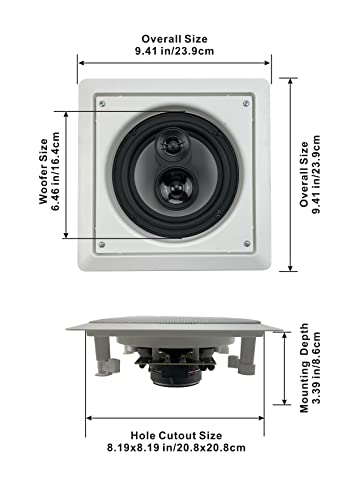 Acoustic Audio by Goldwood CSi63S in Wall/Ceiling 6.5" Speaker Pair 3 Way Home Theater Speakers, White