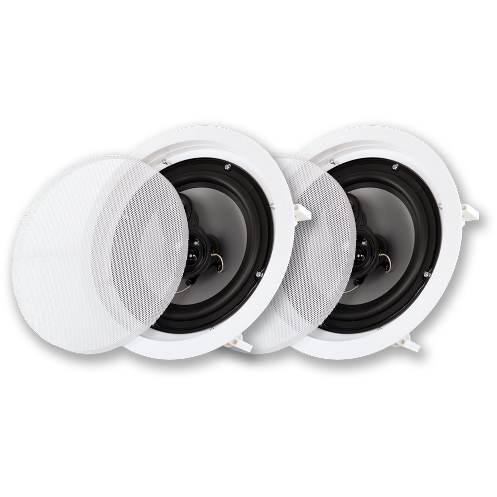 Acoustic Audio CSic83 in Ceiling 8" Speaker Pair 3 Way Home Theater Speakers