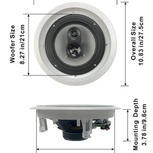 Acoustic Audio CSic83 in Ceiling 8" Speaker Pair 3 Way Home Theater Speakers