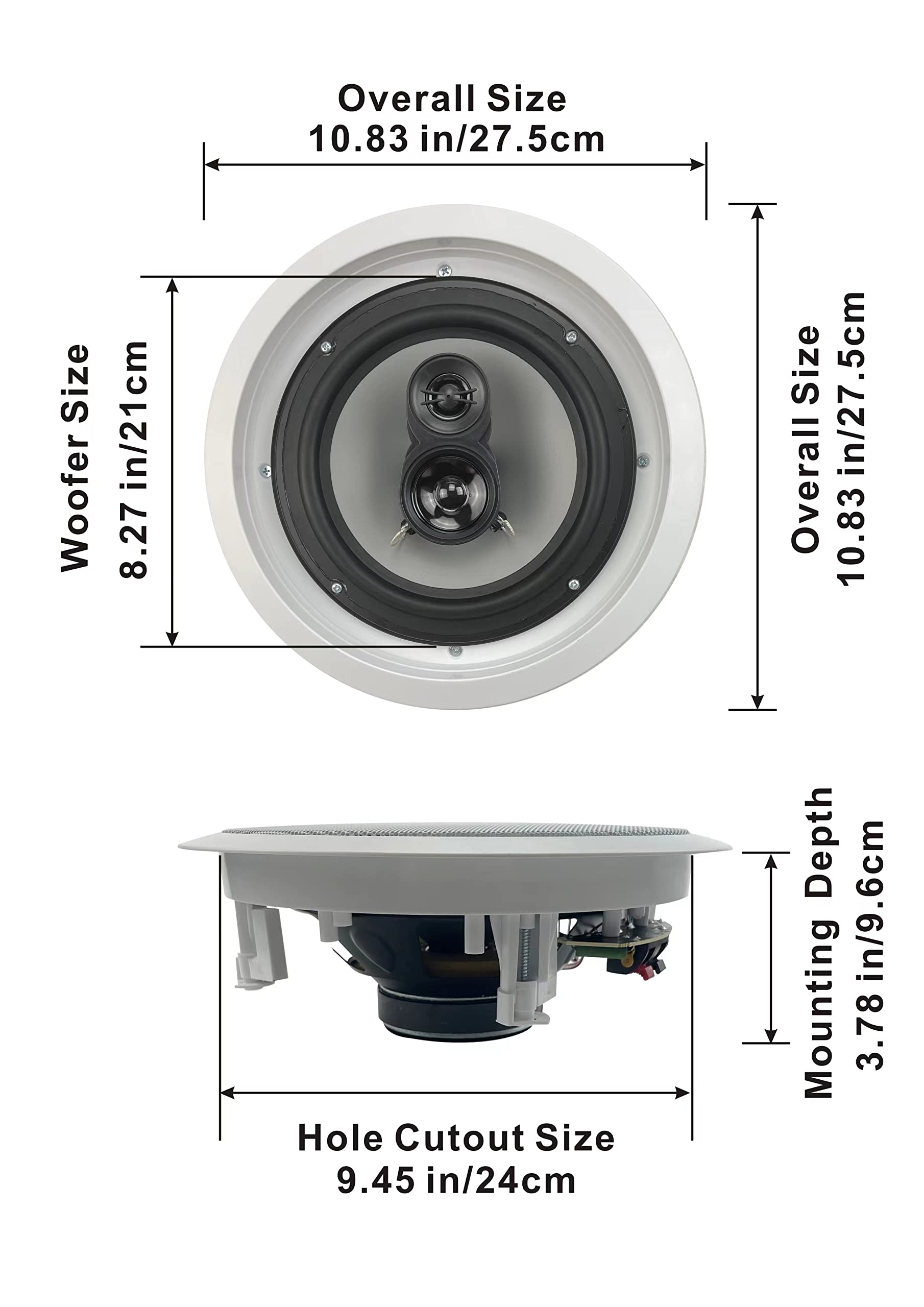 Acoustic Audio CSic83 in Ceiling 8" Speaker Pair 3 Way Home Theater Speakers