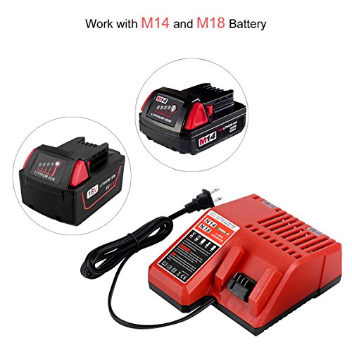 Multi-Voltage M18 Battery Rapid Charger Compatible with Milwaukee M18 14.4V-18V XC Lithium-ion Battery 48-11-1850 48-11-1852 48-11-1862 48-11-1880 48-11-1812 48-11-1820