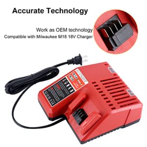 Multi-Voltage M18 Battery Rapid Charger Compatible with Milwaukee M18 14.4V-18V XC Lithium-ion Battery 48-11-1850 48-11-1852 48-11-1862 48-11-1880 48-11-1812 48-11-1820