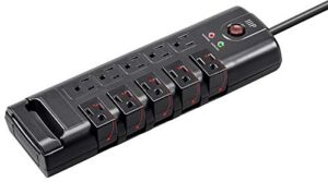 monoprice 10 outlet rotating surge protector power block / strip - 8 feet - black | 2880 joules, heavy duty cord