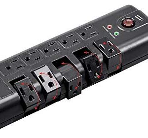 Monoprice 10 Outlet Rotating Surge Protector Power Block / Strip - 8 Feet - Black | 2880 Joules, Heavy Duty Cord