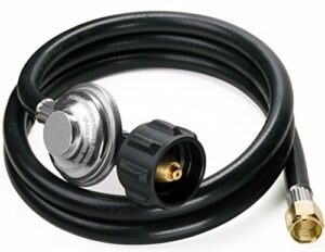 dozyant 5 feet universal qcc1 low pressure propane regulator grill replacement with 5 ft hose for most lp gas grill, heater and fire pit table, 3/8 inch female flare nut