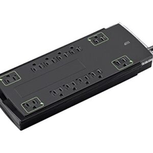 Monoprice 12 Outlet Slim Surge Protector Power Strip - 10 Feet - Black | Heavy Duty Cord | UL Rated, 4,230 Joules With Grounded And Protected Light Indicator