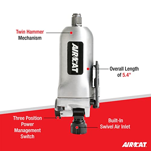 AIRCAT Pneumatic Tools 1320: 3/8-Inch Butterfly Impact Wrench with Built-In Air Inlet100 ft-lbs