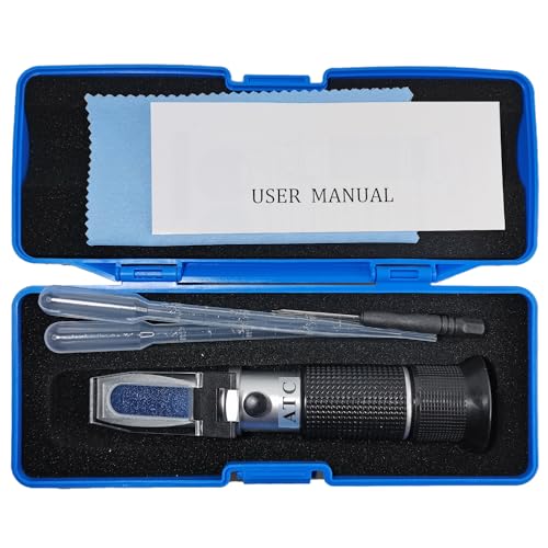 Refractometer for Grape Wine Brewing, Measuring Sugar Content in Original Grape Juice and Predicting The Wine Alcohol Degree, Dual Scale of 0-40% Brix & 0-25% vol Alcohol, Wine Making Kit