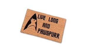 live long and pawspurr funny fandom custom handpainted welcome doormat by killer doormats - small