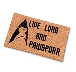 Live Long and Pawspurr Funny Fandom Custom Handpainted Welcome Doormat by Killer Doormats - Small
