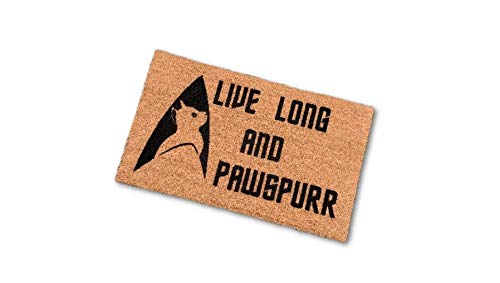 Live Long and Pawspurr Funny Fandom Custom Handpainted Welcome Doormat by Killer Doormats - Small