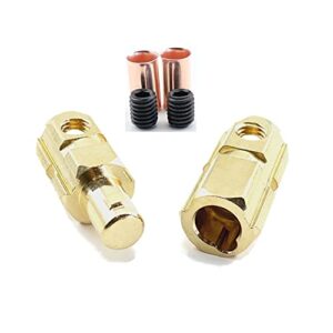 WeldingCity Dinse-Type Twist-Lock Insulated Connector Pair (Male/Female Red Cover) for Welding Cable AWG 1/0-3/0 (50-70mm)