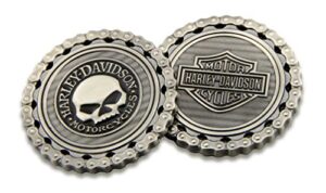 harley-davidson skull/bar & shield chain challenge coin, 1.75 inch 8005184
