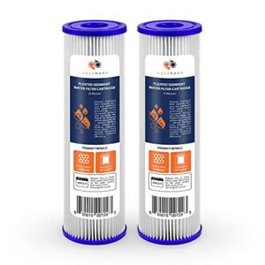 aquaboon 5 micron 10" x 2.5" pleated sediment water filter cartridge | universal replacement for any 10 inch ro unit | compatible with r50, 801-50, wfpfc3002, wb-50w, whkf-whpl, 2-pack