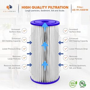 Aquaboon 1 Micron 10" x 4.5" Pleated Sediment Water Filter Replacement Cartridge | Whole House Sediment Filtration | Compatible with FM-BB-10-1, ECP1-BB, FM-BB-10-1A, HDC3001, WPC1FF975, 2-Pack