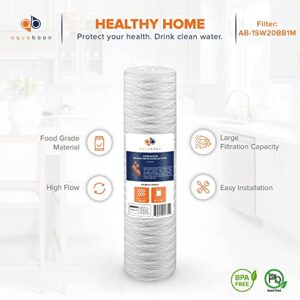 Aquaboon 1 Micron 20" x 4.5" String Wound Sediment Water Filter Cartridge | Whole House Sediment Filtration | Compatible with PC40-20, WP1BB20P, 355222-45, WPP-45200-01, WPP-45200-01, 84650, 2-Pack