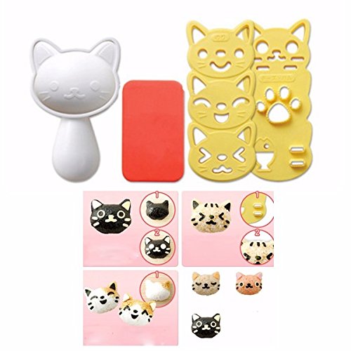 4Pcs/Set PP Kawaii Cat Rice Mold Sushi Egg Chocolate Mold DIY Kitchen Tool