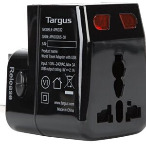 Targus World Travel Power Adapter with Dual USB Charging Ports for Laptop, Phone, Tablet, or Other Mobile Device (APK032US)