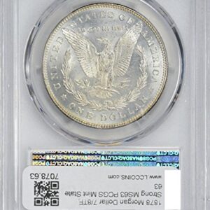 1878-P Morgan Silver Dollar, 7/8TF Strong, MS63, PCGS