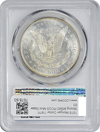 1878-P Morgan Silver Dollar, 7/8TF Strong, MS63, PCGS