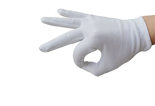 lasenersm 12Pcs/6 Pairs 8.27 Inches White Cotton Gloves Work Gloves One Size