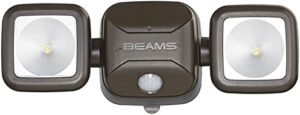 beams mb3000 high performance 500 lumen wireless battery powered motion sensing led dual head security spotlight, brown, 1-pack
