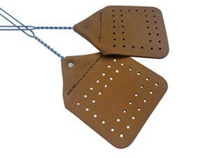 pack of two amish valley products leather fly swatter brown holmes county handcrafted wire handle