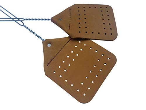 Pack of Two Amish Valley Products Leather Fly Swatter Brown Holmes County Handcrafted Wire Handle