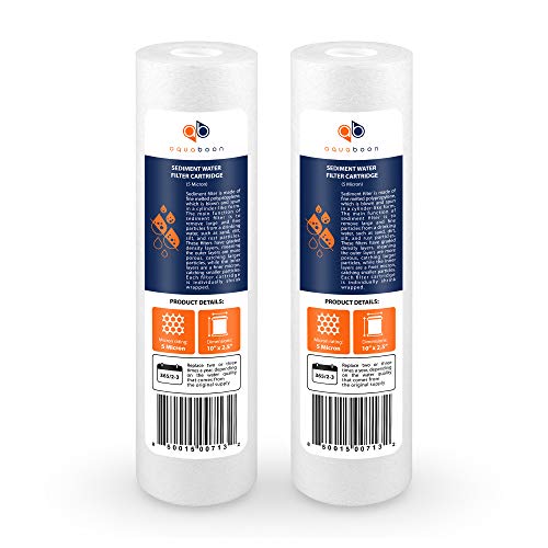 Aquaboon 2-Pack of 5 Micron 10" x 2.5" Sediment Water Filter Replacement Cartridge for Any Standard RO Unit | Whole House Sediment Filtration | Compatible with DuPont WFPFC5002, Pentek DGD series, RFC