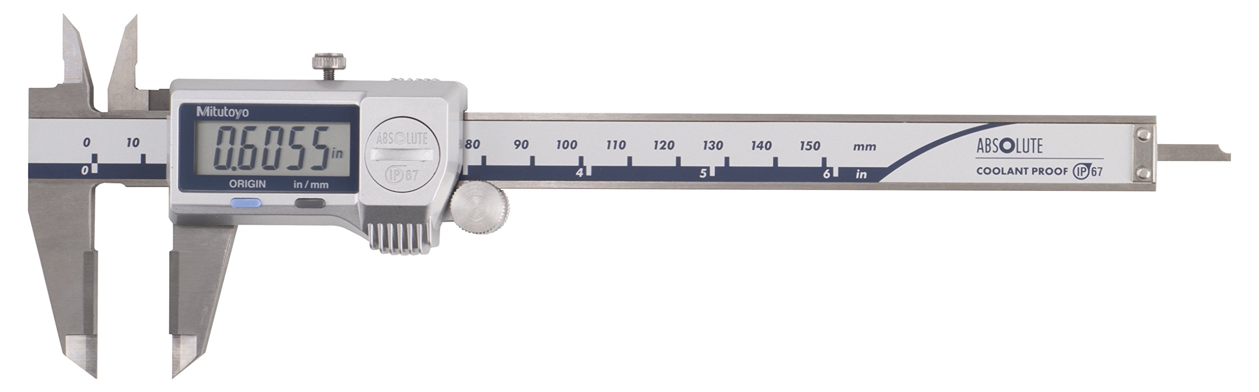 Mitutoyo 500-731-20 Digimatic Caliper, 0-6", IP67 Coolant Proof, 0005"/0.01 mm, Carbide OD, No Output