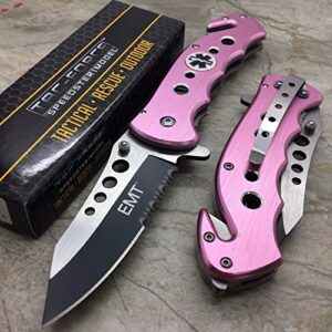 tac force pink emergency emt ems medical rescue handy pocket knife,stainless steel