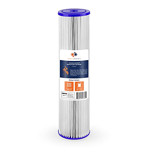 Aquaboon 1 Micron 20" x 4.5" Pleated Sediment Water Filter Replacement Cartridge | Whole House Sediment Filtration | Compatible with ECP5-BB, AP810-2, HDC3001, CP5-BB, ECP1-20BB, 8-Pack