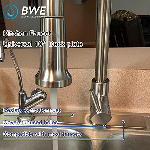 BWE Square 10 Inch Kitchen Sink Faucet Hole Cover Deck Plate Escutcheon Brushed Nickel