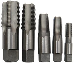 drill america - poucsnpt5 5 piece npt pipe tap set (1/8", 1/4", 3/8", 1/2" and 3/4"), plastic pouch case, pou series