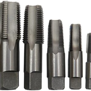 Drill America - POUCSNPT5 5 Piece NPT Pipe Tap Set (1/8", 1/4", 3/8", 1/2" and 3/4"), Plastic Pouch Case, POU Series